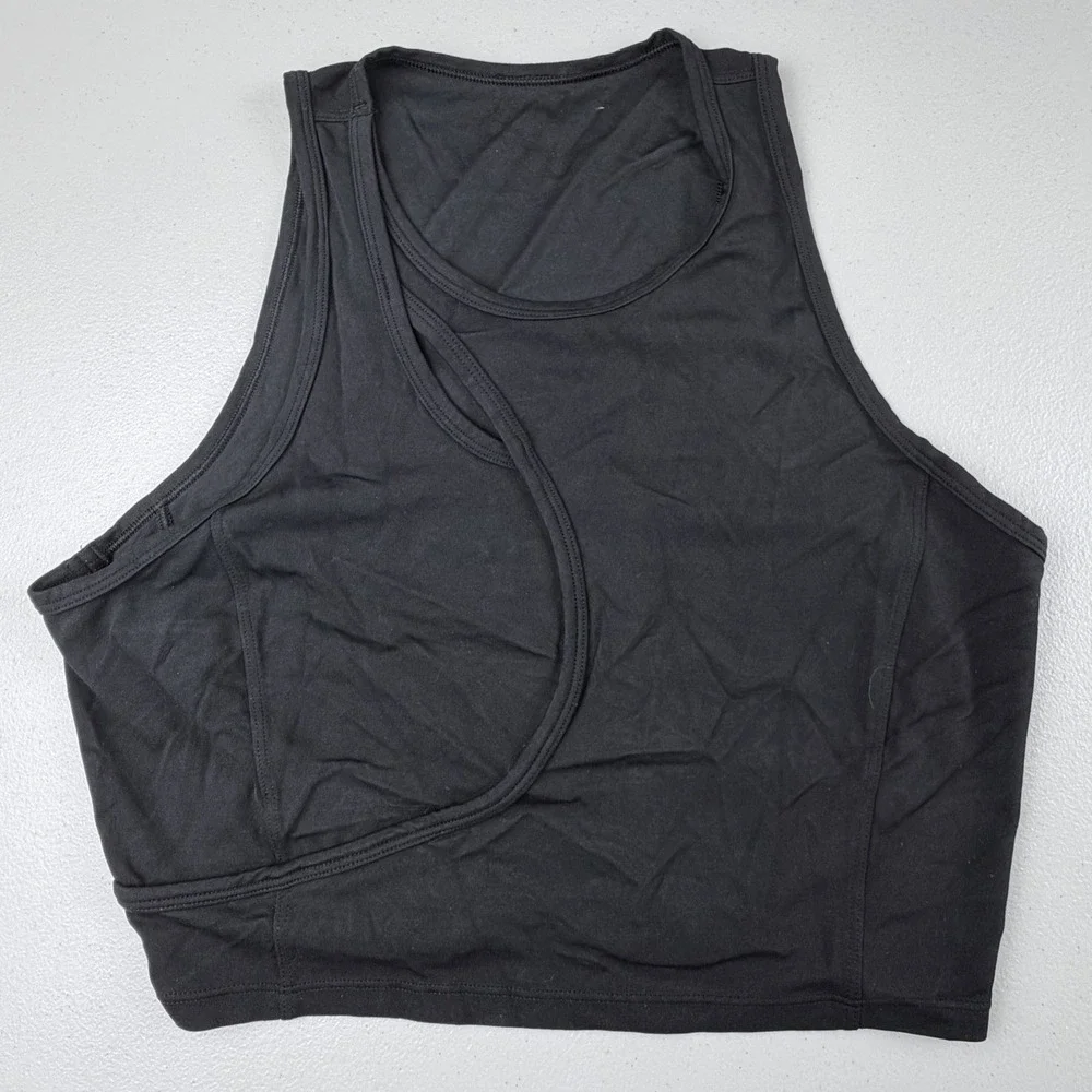 Lululemon Black High Neck Cropped Tank Top Sleeveless Activewear Size 4-6
